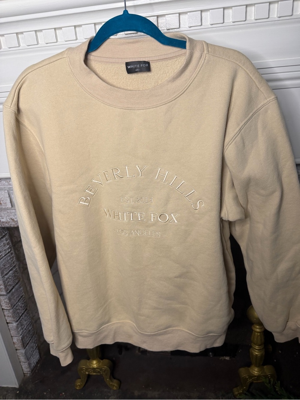 White Fox Beverly Hills Embroidered Oversized Crewneck Sweatshirt Beige M/L